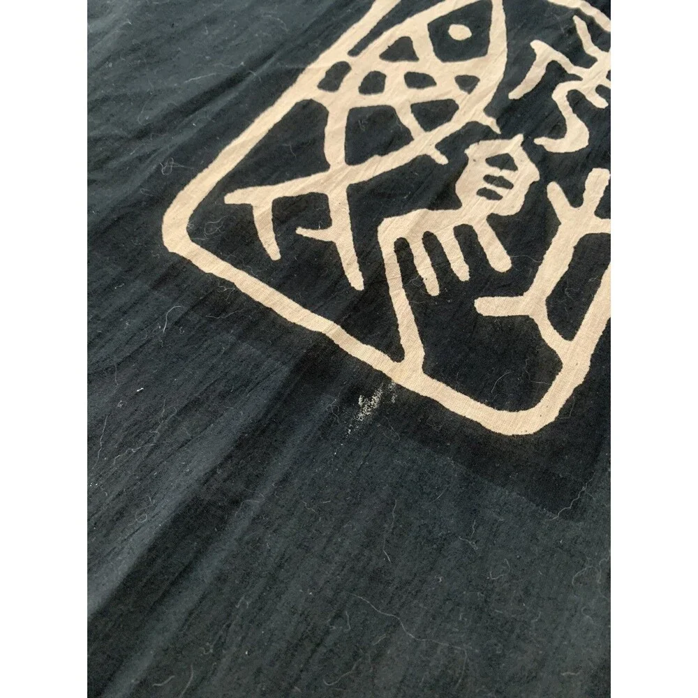 Sarong Hippy Fish Ocean Print Travel Black Tan Symbols Wrap Hippie Boho